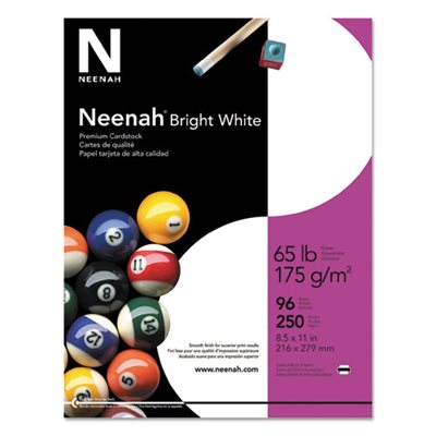 Card Stock, 65lb, 96 Bright, 8 1 / 2 x 11, White, 250 Sheets