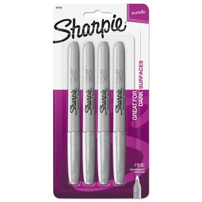 Metallic Permanent Marker, Metallic Silver, 4 / Pack